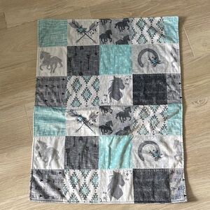 Patchwork Horse Print Throw Blanket
